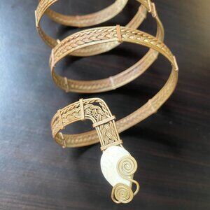Arm Band / Cuff Jewelry, Snake, Braided Copper and Bone